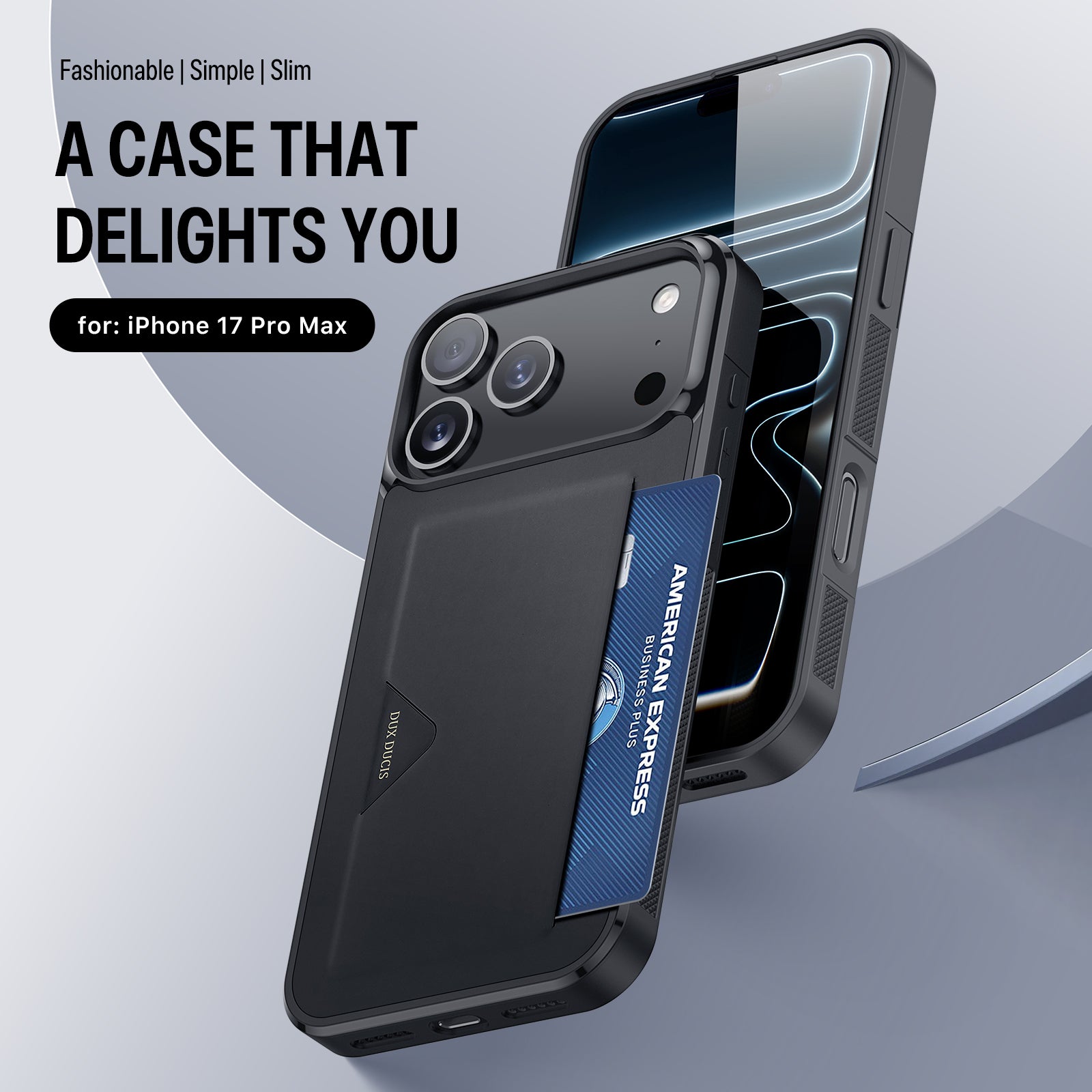 VOZEIX iPhone 17 Card Holder Case Slim Wallet Shockproof Cover